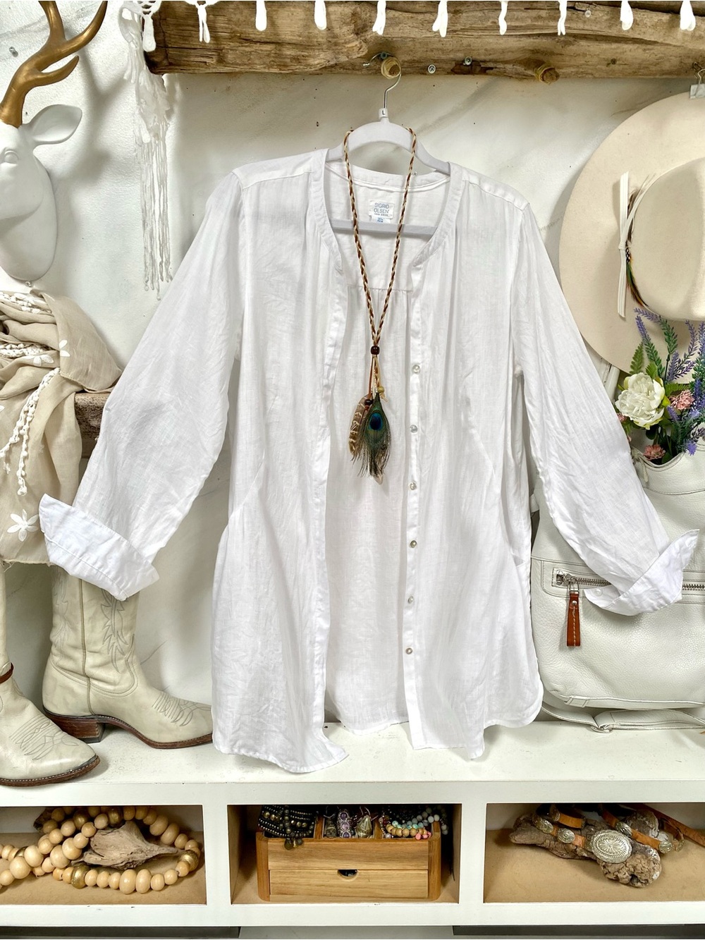 Costal LINEN boho cover up shirt beach vacay resort cruise Mediterranean vibe